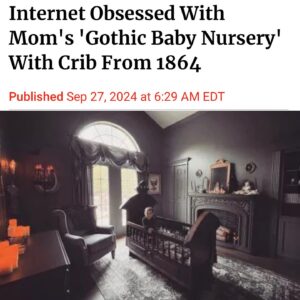 Rebecca Victoria Hardy Instagram - SWIPE ! Newsweek published a lovely write up on the evolution of the Gothic Baby nursery 🦇🕸️ LINK IN BIO

Thank you for mentioning my book, “Life of a Gothic Baby”, available now ! 

#gothicbaby #goth #mainstream #toddlermom #victorian #alt #addamsfamilynursery #addamsfamily #wednesday