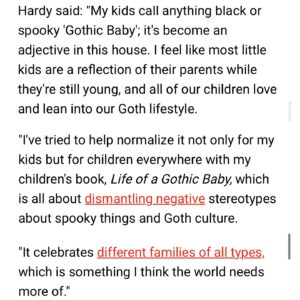 Rebecca Victoria Hardy Instagram - SWIPE ! Newsweek published a lovely write up on the evolution of the Gothic Baby nursery 🦇🕸️ LINK IN BIO

Thank you for mentioning my book, “Life of a Gothic Baby”, available now ! 

#gothicbaby #goth #mainstream #toddlermom #victorian #alt #addamsfamilynursery #addamsfamily #wednesday