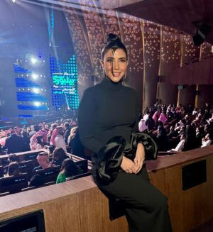 Reem Samy Instagram - A night to remember @billboardarabia ✨✨✨
#riyadh 
Styled by @poucyelshahawy 
Dress @solacelondon @etoilelaboutique 
Jewellery @tiffanyandco 
Make up @noorsharaf.mua 
Hair @hanansharaf_hs