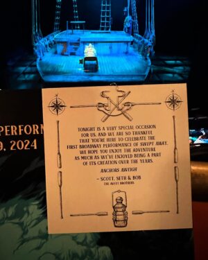 Regina Spektor Instagram - This is a @sweptawaymusical appreciation post! If you are in NYC or travel through - try to see this incredible work of artistry and creativity by my amazing friends @theavettbrothers and an incredible team of Broadway magicians (not literal, but you get it✨🙌) @jackdishel and I had the pleasure of seeing the first preview and knew nothing of the true and tragic story it’s based on. We watched riveted- the performances and the music were stunning 🎶🌊⚓️💕👊 #tbt #thursdaysarefortheater #broadway #broadwaymusical #hug
