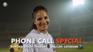 Renuka Singh Instagram - 𝗣𝗵𝗼𝗻𝗲 𝗖𝗮𝗹𝗹 𝗦𝗽𝗲𝗰𝗶𝗮𝗹

Renuka Singh Thakur 📱 Jhulan Goswami 🗣️

#TeamIndia | #INDvWI | @jhulangoswami | @renuka2196 | @idfcfirstbank