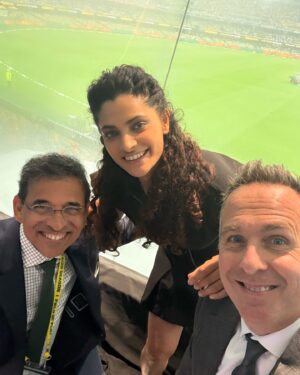Saiyami Kher Instagram - I smile like a little girl every time I get to watch live sport, and it doesn’t get better or bigger than The Gabba! Ever since I was 8 years old, I’d wake up at 5 am, make excuses to skip school, and watch India take on Australia. I’d wake up and see Australia dominate at the Gabba. Then, in 2021, we witnessed history. @ajinkyarahane and his entire team conquered fortress Gabba! Gill’s 91, the Shardul-Washy partnership, Siraj’s five-fer, and the unforgettable Pant knock — it was all magical!

Thanks to Tourism Australia, I got to live this childhood dream. I got to watch the Gabba Test with fantastic seats and even better company! Sadly, the result wasn’t what we wanted, but as a cricket fan, I was just so happy to see Bumrah on fire. This game became even more special because I got to catch up with @bhogle_harsha , @michaelvaughan , @gilly381 , @haydos359 , @isaguha @davidwarner31 and watch them work their magic on commentary. After the match, I was heartbroken to hear that @rashwin99 has retired. He’s the most intelligent cricketer, who played the game like chess! I’ll really miss him and all his variations on the field.

This could possibly also be the last Test match on this historic ground, as it’s supposed to be broken down for renovations. So, lots of memories to take back with me.
1-1 see you’ll at Boxing Day 🙌🏽

@australia @queensland @visitbrisbane @cricketaustralia #hostedby @thegabbabrisbane #brisbaneanyday #thisisqueensland #seeaustralia