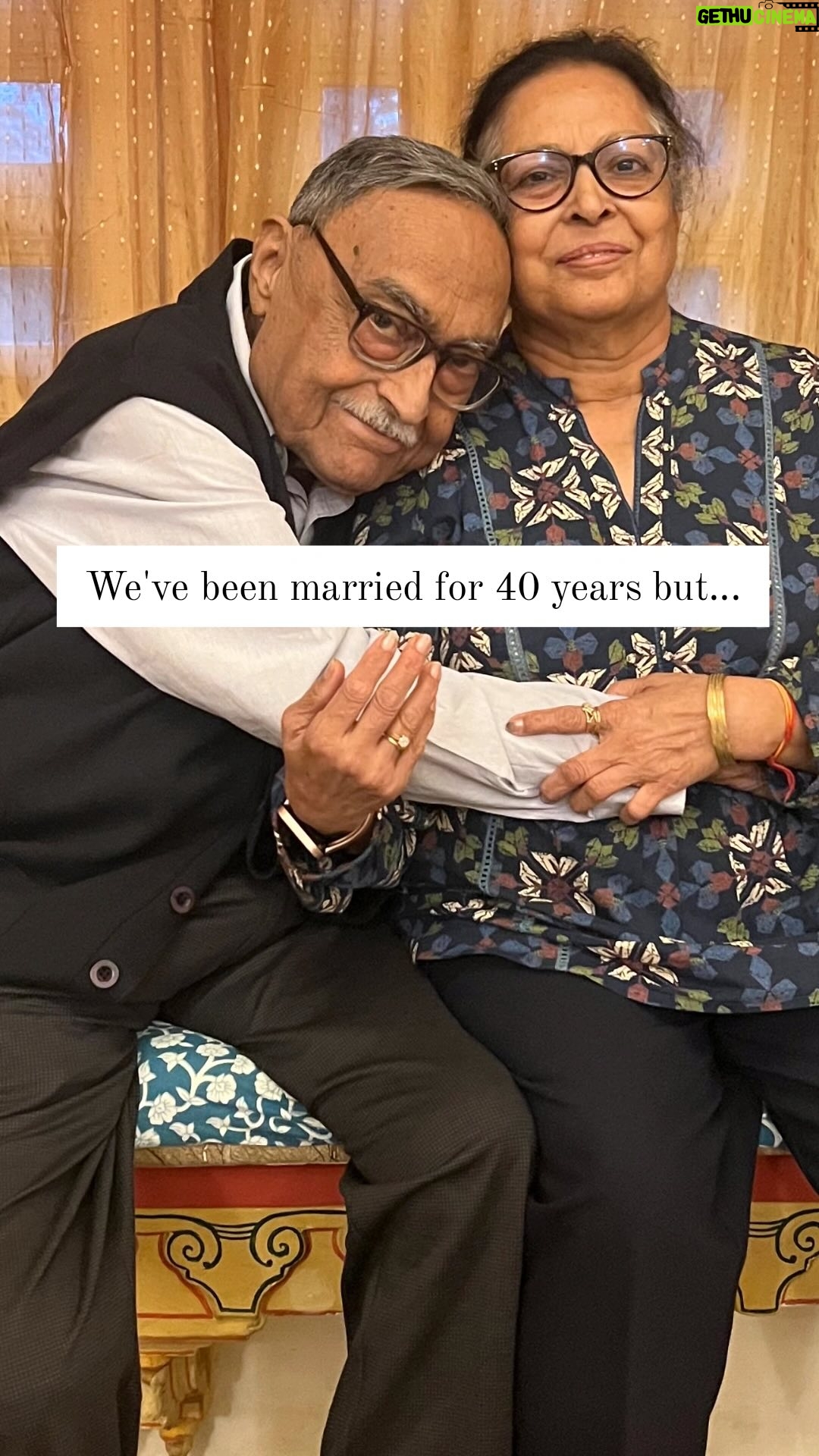 Shibani Bedi - 11.7K Likes - “Tell us about how you 1st met?”
Varsha: “It was an arranged marriage in 1984. He & his family came home & chatted with my family for a few hours. I didn’t even see him that day, I was too shy. But when his family called u saying, ‘Humaare taraf se rishta pakka hai,’ I panicked. I thought, ‘What if my freedom is gone?’
Arvind: “I didn’t know that…”
Varsha: “Haa… but then I met him for the first time at a cafe. He opened the door, pulled out a chair & listened to everything I said. By the end, I knew he was the one! So when the date for the wedding was fixed, mujhe koi aitraaz nahi tha…”
Arvind: “This was 40 years ago, but I still remember the wedding day like it was yesterday. You know that shaadi waali photo has a very funny story… iski ek cousin iske face ko ghungat se dhak rahi thi – she just wouldn’t stop. The photographer got annoyed & said, ‘Madam hatao isse, yeh nahi chalega.’ That’s when I got to look at her, she was so beautiful…still is!”
Varsha: “I was feeling so shy, but he wouldn’t stop staring. He’s still so affectionate – I love that about him!”
Arvind: “And I love that she’s always there for me. Once, in an accident, I suffered temporary memory loss. I was in the middle of the road, & everyone kept asking, ‘Naam kya hai?’ But the only thing I could remember was, ‘My wife’s name is Varsha.’
Hours later, when I got my memory back, she was by my side. And once we got home, she got back to her routine of worrying about me: ‘Have your food!’ ‘Have your meds!’”
Varsha: “He’s still just like a kid. Ab bhi bolna padta hai, ‘Arvind dawa le lo’ Par ab aadat ho gai hai mujhe!”
“40 years is such a long time! What’s your secret?”
Arvind: “You just have to keep your ego aside…”
Varsha: “You should also know how to be there for each other. When I would be stuck at work, I would think, ‘Bacho ka kya hoga,’ ‘Khana…’ But he’d say, ‘Main sambhal lunga.’
Arvind: “And she’s been there for me! Earlier this year, when I had major health issues, she was there… holding my hand through doctor appointments & tests… So when you ask what’s the secret to these years…Hum bas ek team hai. And we don’t know life without each other…pyaar yahi toh hota hai na?”
