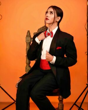 Simran Khan Instagram - A tuxedo can’t make you powerful, but a powerful mind can make any tuxedo shine✨🧿

✨: @__magician_2.0 

#tuxedo #womenfashion #styleinspiration #stylefashion #formalwear #suits #ties #fashionforward #fashiongram #instagood #newpost #postoftheday #simrankhan