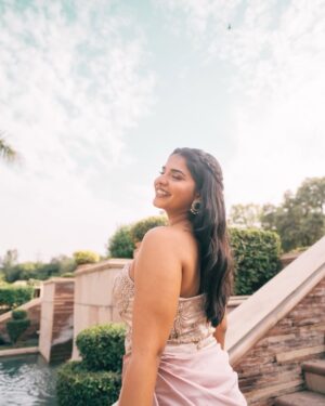 Tarini Shah Instagram - couldn’t decide so… 

this dress by @kalkifashion was truly a dream ☁️

credits: 

credits: 
makeup by @tanvijitani 
shot by @aiise_kaiise 
edited by me 
styled by - @_tanyaa14_ 
outfit - @kalkifashion 
jewellery- @shilpigoyaljewellery