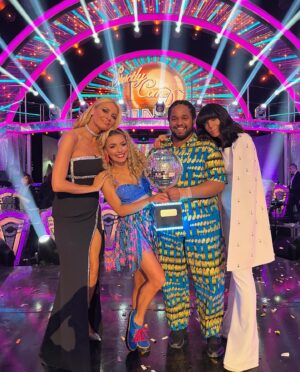 Tess Daly Instagram - It’s the eve of the final! ✨  2024 (season 22, can you believe it) has seen the most incredible and enthralling standard of dancing. Cannot wait to see who takes home the glitter ball trophy this year -  sending out good vibes and all the very best of luck to our final four couples! ❤️Here’s just a few of our recent years winners I found pics with 🪩