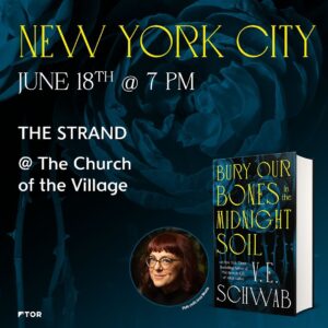 V. E. Schwab Instagram - Who’s ready to join @veschwab on tour?! Get ready to celebrate the release of #BuryOurBonesintheMidnightSoil (@torbooks) across North America 🌹

Snag your tickets now via our link in bio and let us know where we’ll see you in the comments!

And for our UK friends… stops across the pond will be announced by @panmacmillan in January 2025. Stay tuned!
.
.
@blackbondbooks @irondogbooks @indigo @andersonsbookshop @charisbooksandmore @tatteredcoverbookstore @novelneighbor @dallasmuseumart @strandbookstore @booksmithsf @brooklinebooksmith @kingsenglishbookshop @bn_clackamas #torbooks #bookish #bookstagram #bookstagrammer #igreads #SFF #TBR #currentlyreading