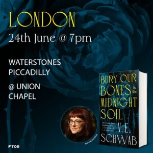 V. E. Schwab Instagram - Are you ready to see @veschwab on tour in the UK? We’re incredibly excited to announce the dates and events to celebrate #BuryOurBonesintheMidnightSoil with you. 

Grab yourself a ticket from the link in our bio now! Looking forward to seeing you there 🌹

@piccadillywaterstones @toppingsbath @oxford_waterstones @waterstonesnotts @waterstonesmcr @waterstonesyork @portybooks @torbooks