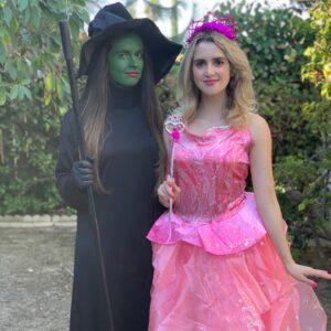 Vanessa Marano Instagram - This year, the choice was clear. I’m blonde, we’ve always thought Vanessa was a witch, and Wicked the movie is almost here. Add the couple from Oh, Mary! on the last slide, and you got some of the best shows on Broadway right now ✨🧹