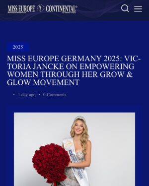 Victoria Jancke Instagram - Miss Europe Germany 2025 ✨ So excited to represent my beautiful country, Germany, at this year’s @misseuropecontinentalofficial competition in Naples, Italy! 🇩🇪✨

Let’s empower women, spread the message of @grow__and_glow_women , and celebrate femininity together. 💖

Catch my interview on the last slide or via the link—can’t wait to share this journey with you all! 🌍💫

#MissEurope2025 #GrownAndGlow #EmpoweredWomen #NaplesItaly
________________________________________________
🇩🇪 Miss Europe Germany 2025 ✨So aufgeregt, mein wunderschönes Heimatland Deutschland bei der diesjährigen Miss Europe Competition in Neapel, Italien, zu repräsentieren! 🇩🇪✨

Lasst uns Frauen empowern, die Botschaft von @grow__and_glow_women verbreiten und gemeinsam die Weiblichkeit feiern. 💖

Schaut euch mein Interview auf der letzten Folie oder über den Link an – ich kann es kaum erwarten, diese Reise mit euch zu teilen! 🌍💫

#MissEurope2025 #GrownAndGlow #EmpoweredWomen #NapoliItalien