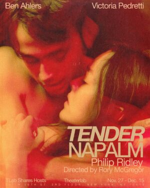 Victoria Pedretti Instagram - Two lovers. A desert Island. Sea serpents. UFOs. Tsunamis. Unicorns. Atomic bombs. What is this thing...called love? 
 
Philip Ridley’s seminal Tender Napalm returns to New York starring Victoria Pedretti and Ben Ahlers for a limited run this November and December. Directed by Rory McGregor, Tender Napalm is explosive, poetic and brutal. It weaves a tapestry to re-examine and re-define the language of love…and how that love struggles to survive in the face of catastrophe. Hailed a modern classic when it premiered in London in 2011, it is a bravura display of the theatrical world of barbaric beauty and soaring imagination that Ridley has made all his own. 
 
Tickets start at $50. Limited availability. Link in bio.  
 
Photo: @emiliomadrid 
Graphic Design: @thebrainwave 
Set: @brendan_g_boston 
Lighting: @stacemadeaface 
Sound: @hian_brickney 
Costume: @averyereed