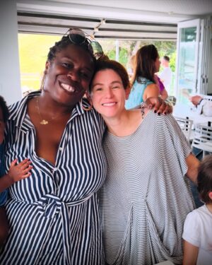 Yael Stone Instagram - Reunited. My dear friend @uzoaduba - how I have missed you. See the little hands clinging to our bodies, outside the frame of this photo is real life. How we have grown, how we have changed, we are both mothers now and the things we loved in each other have deepened. And that is the fruit of a long friendship. For your beautiful baby to reach out to me for a cuddle was the very best gift of the first day of this new year. All I know for sure is that love and connection are at the centre of it all, now are forever that is my wish for us all. ❤️