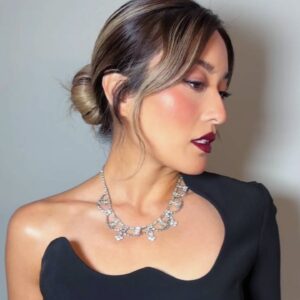 Yvonne Chapman Instagram - And the look 🤍

Dress: @catherineregehr 
Hmu: @nadiahoecklin
Accessories: @mayabrenner and this necklace belonged to my grandma🤍 it's over 50 years old...she used to wear it at her concerts as an opera singer, and it was so special to show her I was wearing it 🥹

@unforgettablegala @character.media @getgoldentv