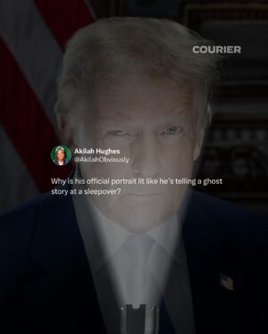 Akilah Hughes Instagram - Donald Trump’s official portrait doesn’t look like the traditional presidential portrait; the internet took notice 💀

Follow @couriernewsroom for more.