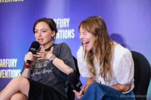 Amalia Holm Bjelke Instagram - Thank you #Switches for bringing us together from wide and far! Your Raylla Captains salute you!! What a time we had at @starfuryevents Witchbomb in London this August 🥺 my tv-wife @taylor.hickson always making me feel like the funniest 💖🩷💖🩷 @motherlandtv