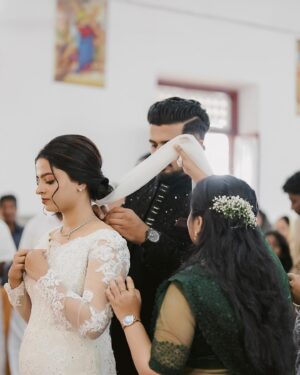 Amrutha Saju Instagram - Finally! My sister has turned into a beautiful bride! I can’t believe she has grown up so fast. I still remember her tiny little face, calling me Ammu all the time, asking me this and that. Our little fights, the tears, and the happiness.Everything feels like just yesterday. And now, all of a sudden, she stands before me, a grown, mature woman, stepping into a new life with her love🤍

With her wedding, we celebrate her new journey and also welcome a new member into our family 

All my blessings to my sweet little one and her husband🤍 @aparna__alappattu_ & @su_tt_uz