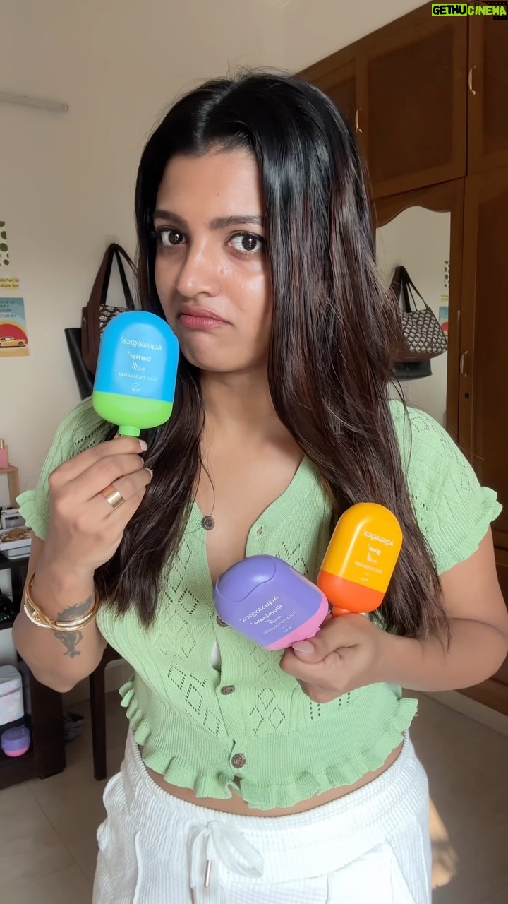 Amrutha Saju - 12.6K Likes - Here’s the cute ice cream-inspired packaging of Aqualogica’s new launch, the Milky Fluid Moisturizer! Comment which one of these is your favorite🤍
