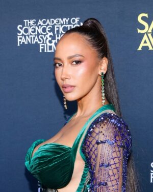 Andy Allo Instagram - Had an absolute blast presenting the Best Independent Film award at the @SaturnAwards last night!

Highlights of the night? Meeting Colin Farrell and getting to tell him how amazing his work is, William Shatner being an absolute delight, and—oh yeah—asking Laurence Fishburne if he could adopt me… pretty sure he said yes. So, it’s official now. 😂👀

Huge thanks to my amazing co-presenter @malcolmjgoodwin and my glam dream team, @TanyaStineHair & @TaylourChanel, for making me feel like a million bucks. And to everyone who voted on my dress—you nailed it! I wore a stunning @ValdrinSahiti dress that had me feeling like a galactic mermaid. 🧜🏽‍♀️✨

Congrats to all the winners—what a night! 💫

#SaturnAwards #ColinFarrell #LaurenceFishburne #WilliamShatner #ValdrinSahiti #RedCarpetGlam #SciFiFantasy #AwardsSeason #FashionMoments