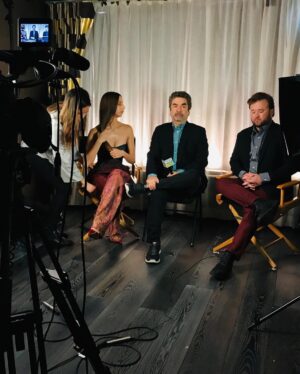 Angela Sarafyan Instagram - Press day with @hjosment @joeberlingerfilms for #extremelywickedshockinglyevilandvile @netflix @tribeca 
Love my @missoni outfit 💕