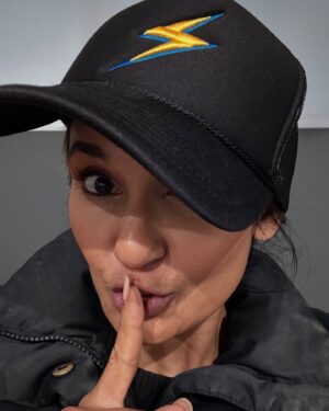 Anjali Bhimani Instagram - Traveling undercover to an undisclosed location to bring some sneaky joy to the world…so I brought a hat with a logo as big as my head. Nothing conspicuous about that, right?

#surprise #sneaky #msmarvel #symmetra #rampart #videogames #gaming #anjalibhimani #ttrpgs