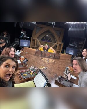 Anjali Bhimani Instagram - Sending love to all in Exandria today as our beloved Bell’s Hells finish their epic journey, and @critical_role celebrate ten years of making true magic. Flashing back to happier times for the Crown Keepers, knowing that the sacrifices they made sent our beloved Dorian on his journey with them, and what a story they have woven through this whole campaign. Fy’ra Rai is with you, friends… stay in the light. And Long Live the Glitter $hitter.

#criticalrole #critters #dnd #ttrpg #dungeonsanddragons #exandriaunlimited #anjalibhimani #mattmercer #aabriaiyengar #aimeecarrero #ericalindbeck