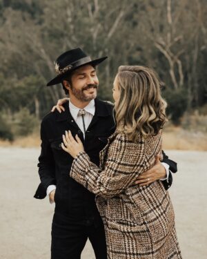 Annika Noelle Instagram - Grandmother’s wedding dress, Harley-Davidson Softtail, love of my life 🤍