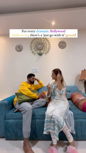 Archana Gupta Instagram - When the bride brings the drama and the groom brings the calm—perfect balance unlocked! 🫣🤭

#bollywoodbride #chillgroom #weddingvibes #couplegoals #shaadiseason #brideandgroom #indianweddingfun #foreverkindoflove