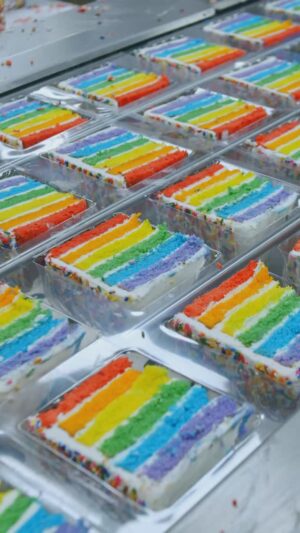 Buddy Valastro Instagram - Our ✨signature✨ Rainbow Cake marches along at the Cake Factory in Jersey City🍰

Did you know we use 1,500,000 eggs per year on our cakes 🥚😮‍💨

Same ingredients, same great flavor, now for more of you to enjoy 🤍 Only @walmart