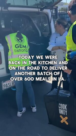 Cat Cora Instagram - 💪❤️ We had another amazing afternoon of cooking and delivering over 600 meals to the people of LA today. Thank you @bethennyfrankel #bstrong @globalempowermentmission @michaelcapponi @cookunity @jonasehrlichh