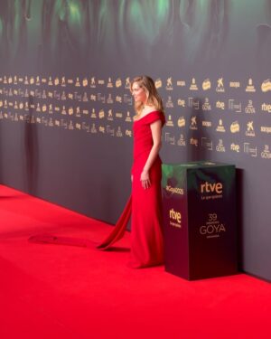 Chiara Ferragni Instagram - #adv @GoaOrganics ✨ So excited to attend the Goya awards tonight in Granada and to celebrate Spanish cinema 🇪🇸 
I’m also so proud to wear a Spanish designer for the occasion, my custom made dress was sent by @zegarciaoficial ❤️ 
Jewels sent by @damianiofficial
Shoes sent by @lesilla
Hair by @pablomaciasr
Make up by @manuelemameli
Styled by Salvatore Pezzella @sasy_pezz