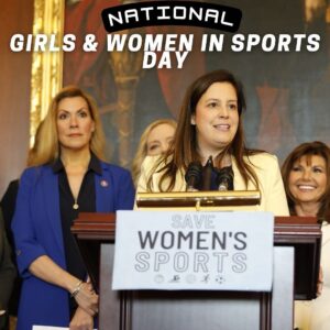 Elise Stefanik Instagram - Today we celebrate National Girls and Women in Sports Day! 

President Trump is protecting women and girls with his historic Executive Order today - Promises Made, Promises Kept! @realdonaldtrump @teamtrump 

(Photo flashback to my House GOP women colleagues leading a press conference in the Rayburn Room)