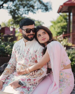 Hemal Ingle Instagram - Lazy fridays was such a hit at our wedding 🎉🤡🪷 cannot thank @jari_suta for helping me put together a perfect outfit for this event. It turned out even better than what I expected. The handwork on the ensemble screams bride while the designs helps it keep more relaxed just like the vibe of the event. They also made the duppata even more special by embroidering our wedding logo on the neck specially for me ❤️