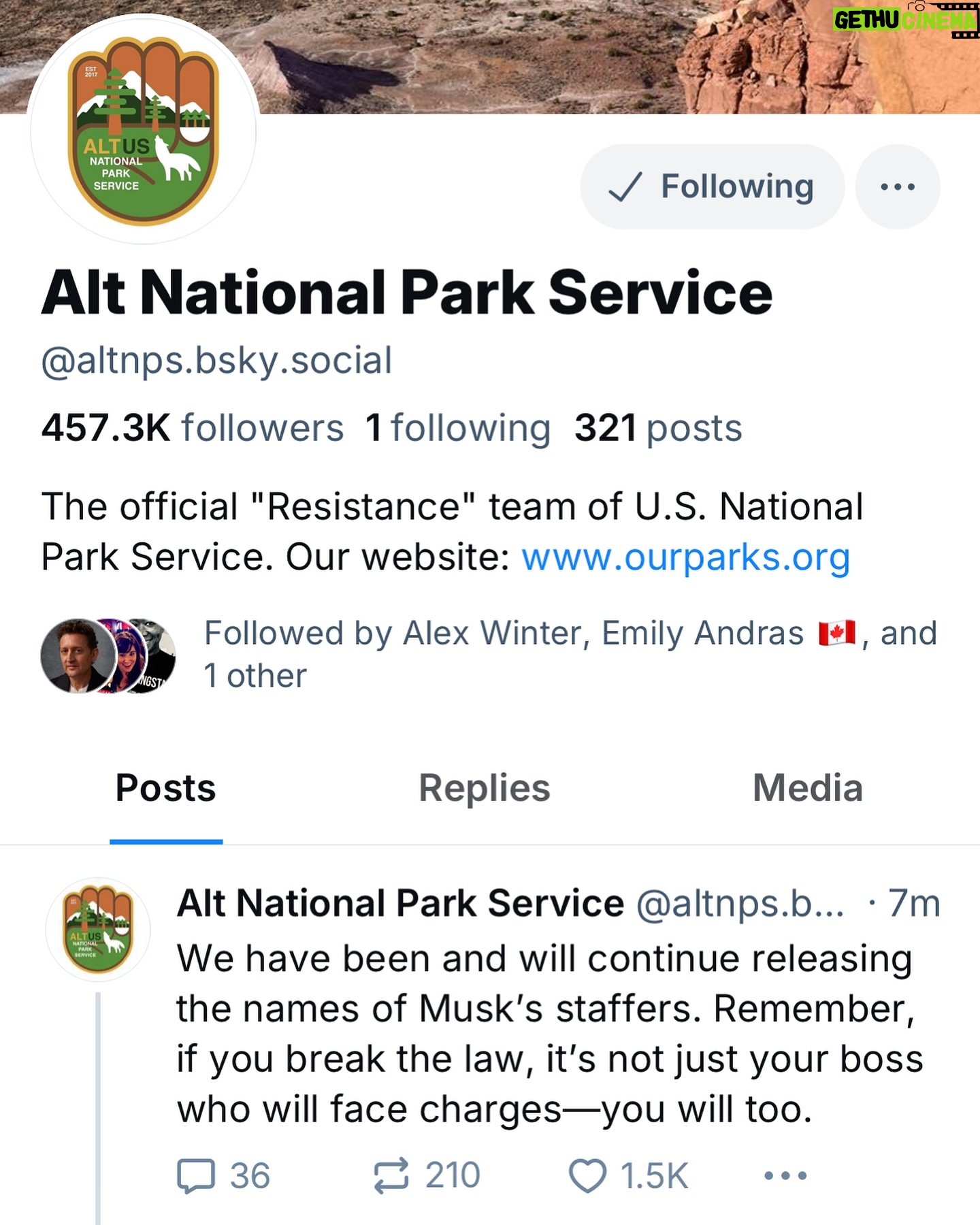 Hilarie Burton - 68.5K Likes - If you’re not following @altnationalparkservice on Bluesky and Facebook?
Go fix that right now.
#nooneelectedthatnerd