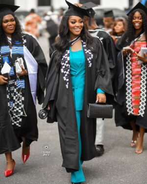 Jackie Appiah Instagram - The journey was worth every step! I am overwhelmed with not just gratitude but joy, as well. To everyone who believed in me, stood by me, and cheered me on, thank you from the depths of my heart. 

 #MastersDegree #CommunicationStudies #UniversityOfGhana
Styled by @bveystyling 
Suit @attoandoh 
Hair @_graceaj 
Makeup @quincyblaq_gh 
Photography @chocolate_shot_it 
2nd photographer @scuby_studios