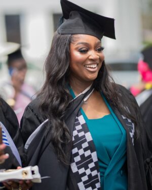 Jackie Appiah Instagram - The journey was worth every step! I am overwhelmed with not just gratitude but joy, as well. To everyone who believed in me, stood by me, and cheered me on, thank you from the depths of my heart. 

 #MastersDegree #CommunicationStudies #UniversityOfGhana
Styled by @bveystyling 
Suit @attoandoh 
Hair @_graceaj 
Makeup @quincyblaq_gh 
Photography @chocolate_shot_it 
2nd photographer @scuby_studios