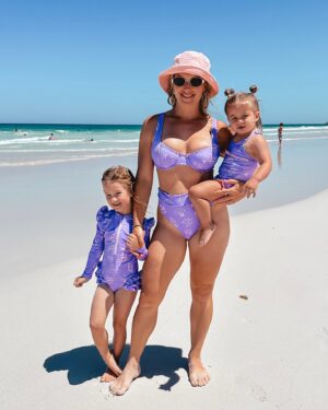 Jade Mead Instagram - Days like this 🌊☀️ We’re so blessed to have beaches like this on our doorstep 🫶🏻

Wearing our gorgeous new matching swim from @ceaceaswimwear 🐚💜

#summer #beach #perth #matchingswimsuits #matchingswimwear #mamaandmini #perthmums
