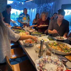 Johanna Griggs Instagram - Christmas 2024 done ✔️ Was such beautiful family time with this very noisy but fun bunch. I love my family so much. We enjoyed Christmas Eve and Christmas morning with Jaxy who was so full of the Christmas Spirit it was just the best. Mick, Sadaf and their kids were away this year so it was just the one table. We were lucky to enjoy a feast with meals inspired by @chinchin @karen_martini @ottolenghi @growcookeat @clarissa_feildel and @cfassnidge and @sundaykitchenau that was enjoyed by all. I catered for all our families food intolerances - vegan, coeliacs, pescatarian and carnivore 😂 and it was delicious. We realise how lucky we are to be able to do this, and it’s something we all look forward to. I hope no matter how you celebrated your day, you had a safe and good one. And for those missing family members through this period, much love to you ❤️ (Thank you to the team @hillsflowermarket for helping me with the table and to @carynmoore.floral and Alina for the serviettes that went with this years theme)