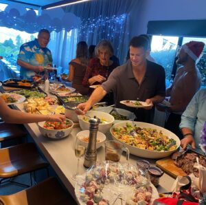 Johanna Griggs Instagram - Christmas 2024 done ✔️ Was such beautiful family time with this very noisy but fun bunch. I love my family so much. We enjoyed Christmas Eve and Christmas morning with Jaxy who was so full of the Christmas Spirit it was just the best. Mick, Sadaf and their kids were away this year so it was just the one table. We were lucky to enjoy a feast with meals inspired by @chinchin @karen_martini @ottolenghi @growcookeat @clarissa_feildel and @cfassnidge and @sundaykitchenau that was enjoyed by all. I catered for all our families food intolerances - vegan, coeliacs, pescatarian and carnivore 😂 and it was delicious. We realise how lucky we are to be able to do this, and it’s something we all look forward to. I hope no matter how you celebrated your day, you had a safe and good one. And for those missing family members through this period, much love to you ❤️ (Thank you to the team @hillsflowermarket for helping me with the table and to @carynmoore.floral and Alina for the serviettes that went with this years theme)