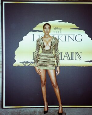 Jourdan Dunn Instagram - Balmain X Lion king 💛👑
Had a magical night celebrating lions king 30th anniversary and @balmain iconic collection with @disney!! Absolutely love this dress! Love you @olivier_rousteing 💛