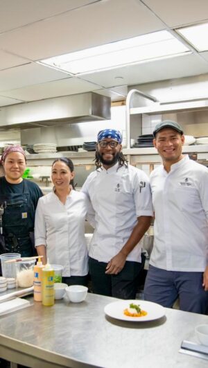 Judy Joo Instagram - Incredible lucky to finish the year with the amazing Iron Chef @judyjoochef  and her team @jessica__dont @jao.vivian so thankful for her support during their pop up at the Sunset Lounge and our beautiful property @fsanguilla  with my amazing team! 

#anguilla #axa #caribbean #koreanfood #judyjoo #chefkabro  #fstaste #culinaryteam #popup  #asianfood #caribbeanfood