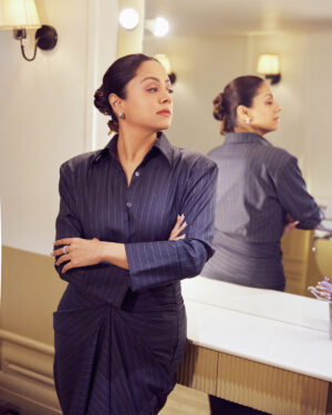 Jyothika Instagram - There’s so much grey to every story! 
Let’s dive into the life of “Varuna” in Dabba Cartel releasing this 28th Feb 
on Netflix.

Styling @radhikamehra 
Outfit custom @shaktitripathi x @radhikamehra
Make up @devika.kharwa 
Hair @prachina_hair 
Photographer @nupuragarwal__ 
Earrings @blissbyhnk 
Rings @ayanasilverjewellery @ascend.rohank 
Footwear @londonrag_in 
Styling assistant @keyurisangoi