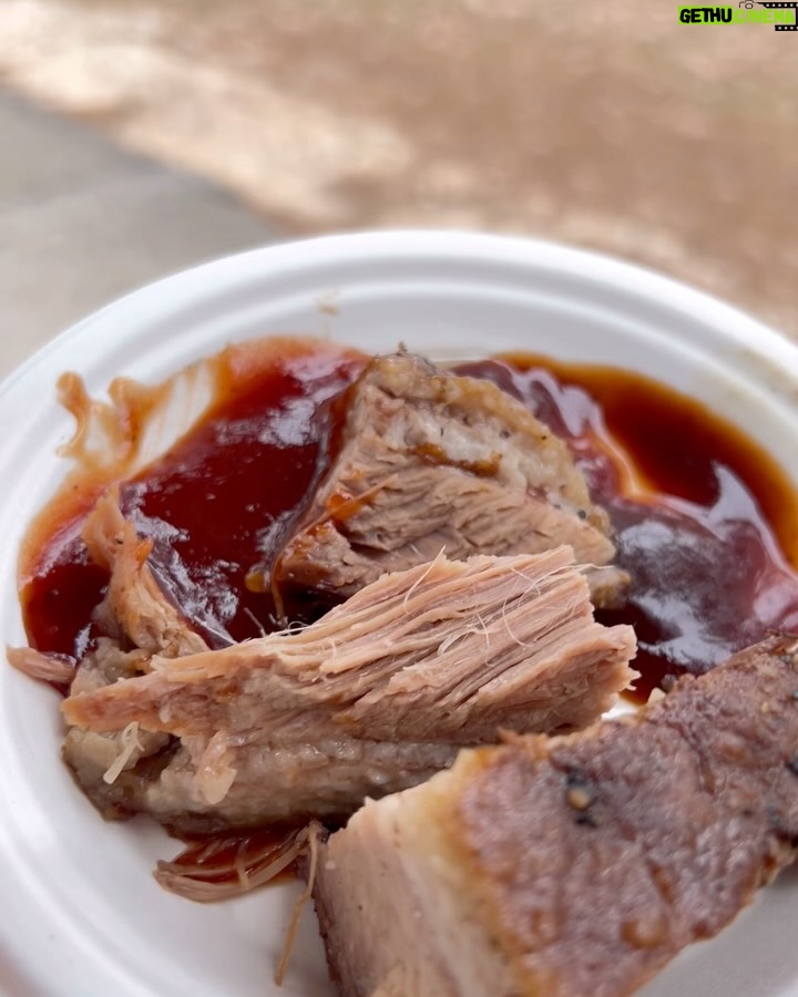 K.D. Aubert - 3.8K Likes - ⛳️Healthy Eating & Golf do not mix!😆😆😆 BBQ at hole 12😆 @bluejacknational #BrisketForBreakfast #TheGolfingActress #MadameAubert