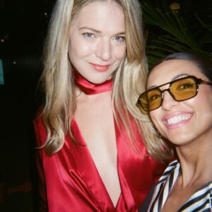 Kate Miner Instagram - Lovely night out this week with my bestie @indiadebeaufort at a party hosted by @mollybsims for @ysebeauty in our silk sleepware by @petiteplume ❤️ Cocktails and skincare and chocolate and still in bed by 10!