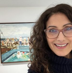 Lisa Edelstein Instagram - Said hi to my ladies today @charliejamesgallery - the show is extended til the 22nd! 

Dance Me to the End of the World
Charlie James Gallery
969 Chung King Road
Los Angeles

“Cruising”
2024
Watercolor on paper/dibond
Image 35x35