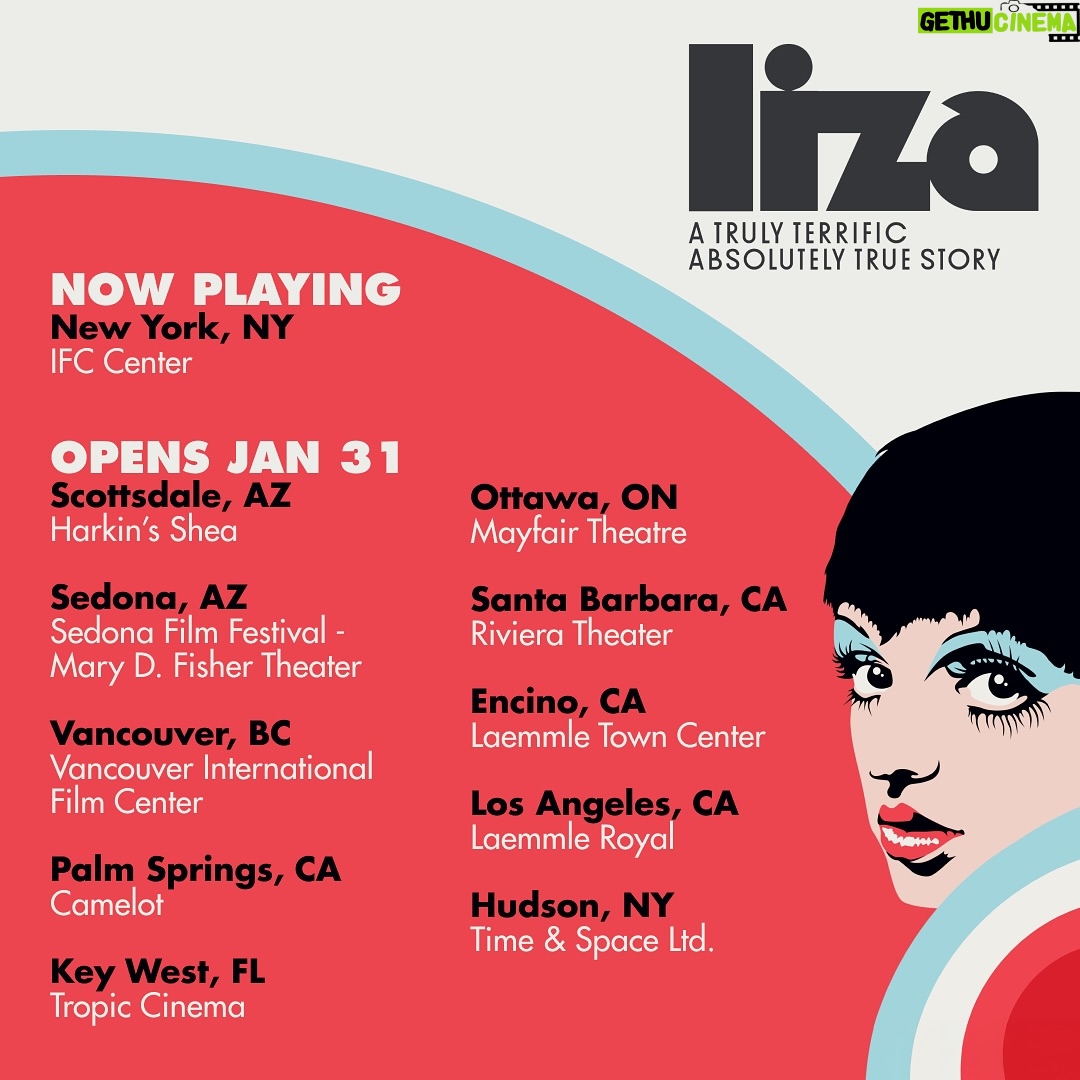 Liza Minnelli - 9.4K Likes - Hey LA, I’m comin’ your way! I’m so thrilled that “LIZA: A Truly Terrific Absolutely True Story” had such a wonderful opening in NYC last weekend! I’m told it was the best showing for a documentary in a long time and I thank you from the bottom of my heart for your attendance and more importantly your love! Can you believe it? New York and LA are both home towns of mine… forever. “LIZA” opens at Laemmle Royal and Town Center tomorrow on 1/31 along with additional cities - keep your eyes peeled! Link to LA tickets in bio.
Keep your eyes wide open because honies, there’s more… so much more! I haven’t been this damn busy in more years than I can remember. It’s wild! Special thanks to Atlas Media, Bruce, Dana, my beloved sister Lorna, my darling Michael, who has kept all my secrets until this movie and book hit the fan… and finally, am grateful for each member of my wonderful team. You know who you are and I love you.