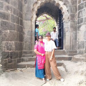 Meera Joshi Instagram - "A day well spent at the birthplace of the legendary Chhatrapati Shivaji Maharaj! I'm still reeling from the experience of visiting the cradle of this iconic figure. What made it even more special was seeing my mother, who's above 60 and bravely managing knee problems, trek the fort and Lenyadri caves with so much enthusiasm. Her determination and spirit are truly inspiring! The historic Shivneri Fort, where Raje was born, is a testament to his courage and legacy. Inside the fort, we visited the beautiful temple dedicated to Goddess Shivai Devi, after whom Chatrapati Shivaji Maharaj was named. The temple is a serene spot, surrounded by the majestic hills and valleys of the Sahyadri range. Feeling grateful for this opportunity to connect with history and create memories with my mother. 
....
#ShivajiMaharaj #ShivneriFort #LenyadriCaves #FamilyMemories #HistoryComesAlive #shivaji #shivajimaharaj #shivajimaharajhistory #shivajiraje #shivba #shivajimaharajstatus #raja #raje #shivneri #shivnerifort #killa #meerajoshi #cradle #birthplace #history #king #junnar