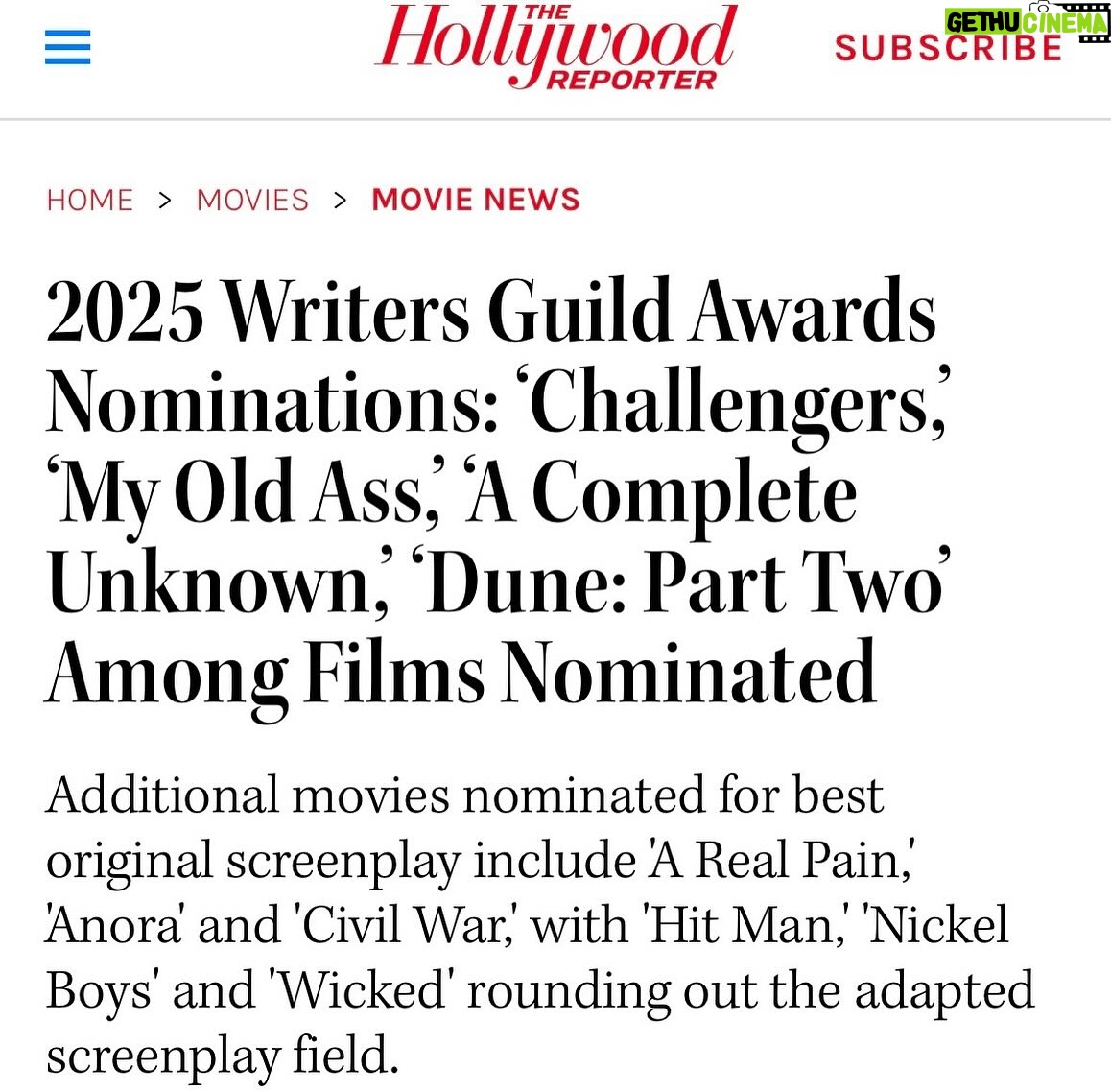 Megan Park - 4.2K Likes - to be nominated for best original screenplay by the WGA is truly an absolute pinch me moment. to be nominated by fellow writers and to be in the company of some of my favorite filmmakers is unreal. thank you 🥹 @myoldassfilm