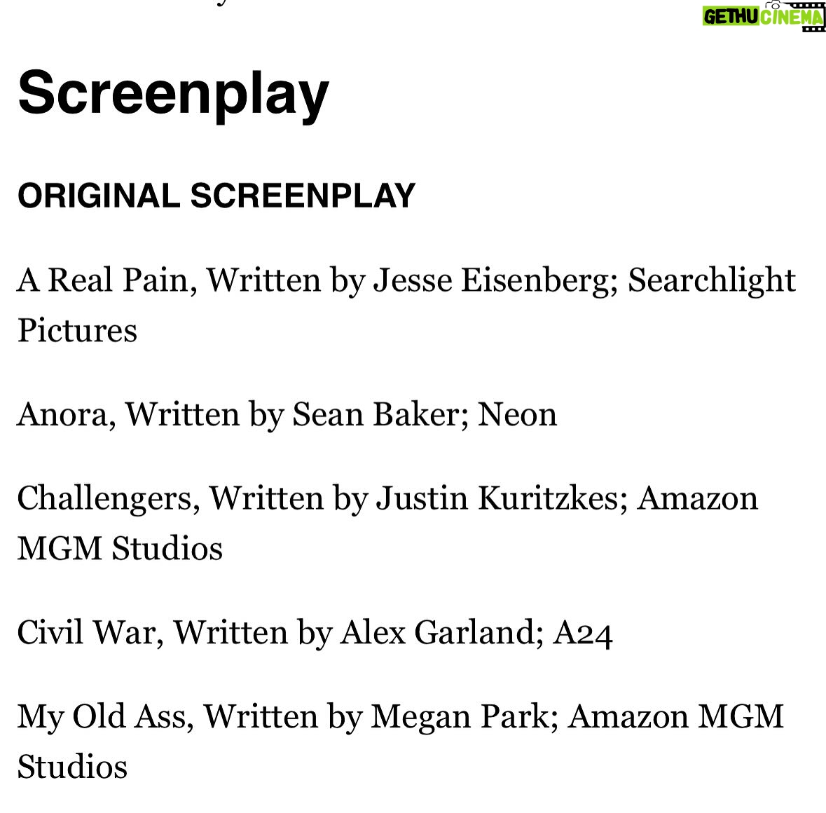Megan Park - 4.2K Likes - to be nominated for best original screenplay by the WGA is truly an absolute pinch me moment. to be nominated by fellow writers and to be in the company of some of my favorite filmmakers is unreal. thank you 🥹 @myoldassfilm