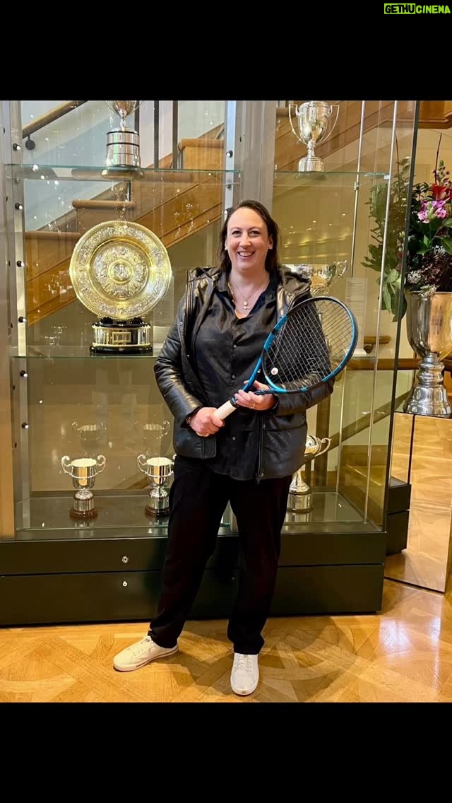 Miranda Hart - 23.3K Likes - Yesterday I did an event @wimbledon My first dream was to be a pro tennis player and win Wimbledon. I couldnβt not ask for a photo by the trophy! And I think I am giving the perfect vibes of a past champion (I look natural with a racket if I do say so myself) who has since enjoyed not training and has got happily out of shape!