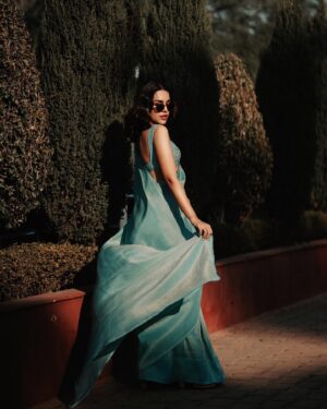 Naila Grrewal Instagram - Took my shawl off for a few minutes to take these 😅🩵✨

Wearing: @manishgharatofficial 
Styled by: @namrata.deepak_ 
Photos: @weddingflix.in